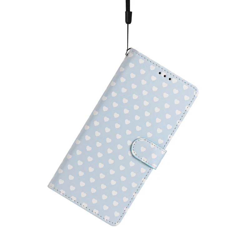 For OPPO Find X9 Hearts Pattern Buckle Vegan Leather Phone Case with Strap(Blue Hearts) - Image 6