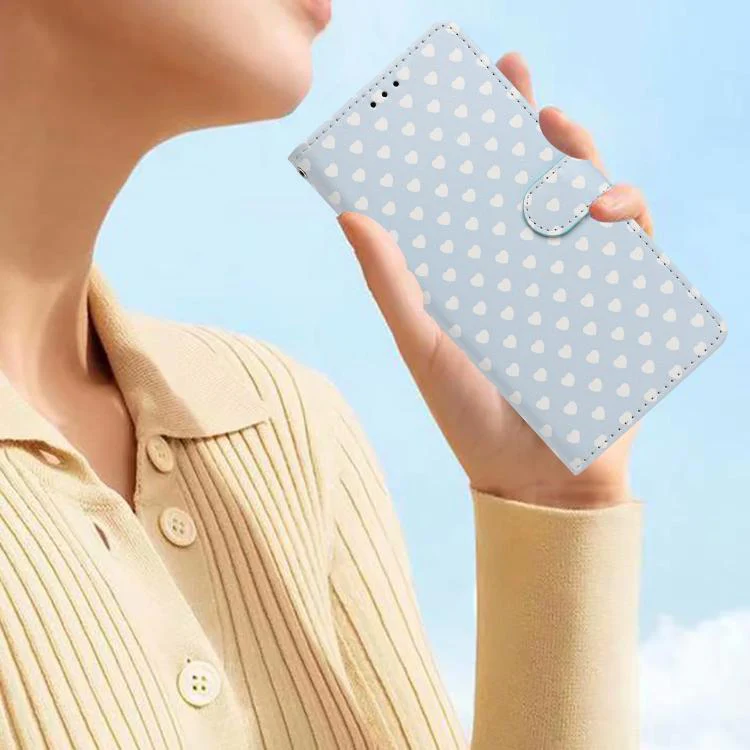 For OPPO Find X9 Hearts Pattern Buckle Vegan Leather Phone Case with Strap(Blue Hearts) - Image 8
