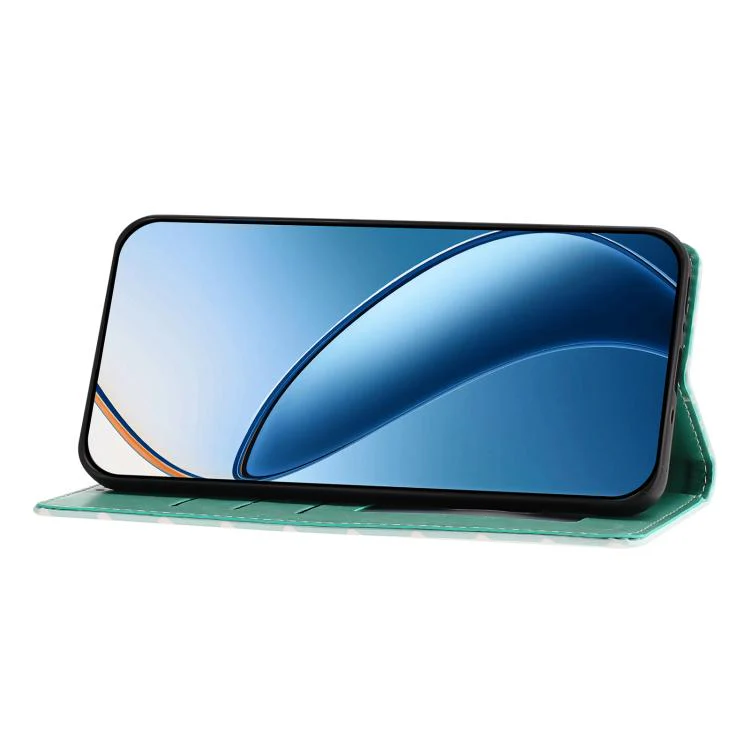 For OPPO Find X9 Hearts Pattern Buckle Vegan Leather Phone Case with Strap(Mint Green Hearts) - Image 5