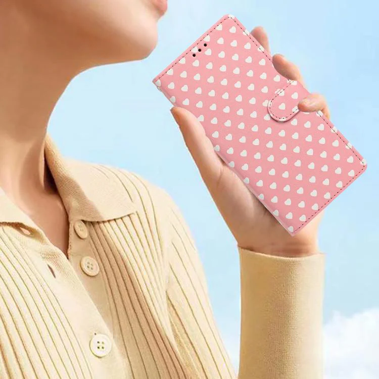 For OPPO Find X9 Hearts Pattern Buckle Vegan Leather Phone Case with Strap(Pink Hearts) - Image 8