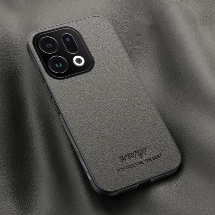 For OPPO Find X9 HUIYI Leather Magnetic Phone Case(Grey)