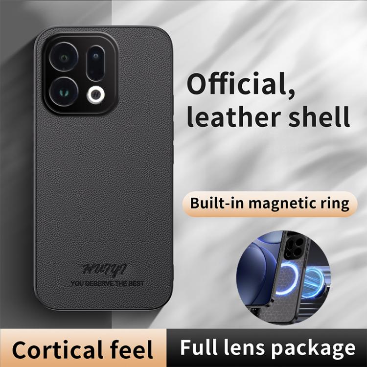 For OPPO Find X9 HUIYI Leather Magnetic Phone Case(White) - Image 2
