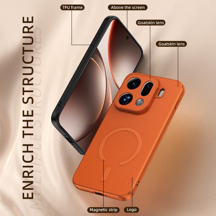 For OPPO Find X9 Pro Goatskin Vegan Leather Magnetic Phone Case(Black) - Image 7