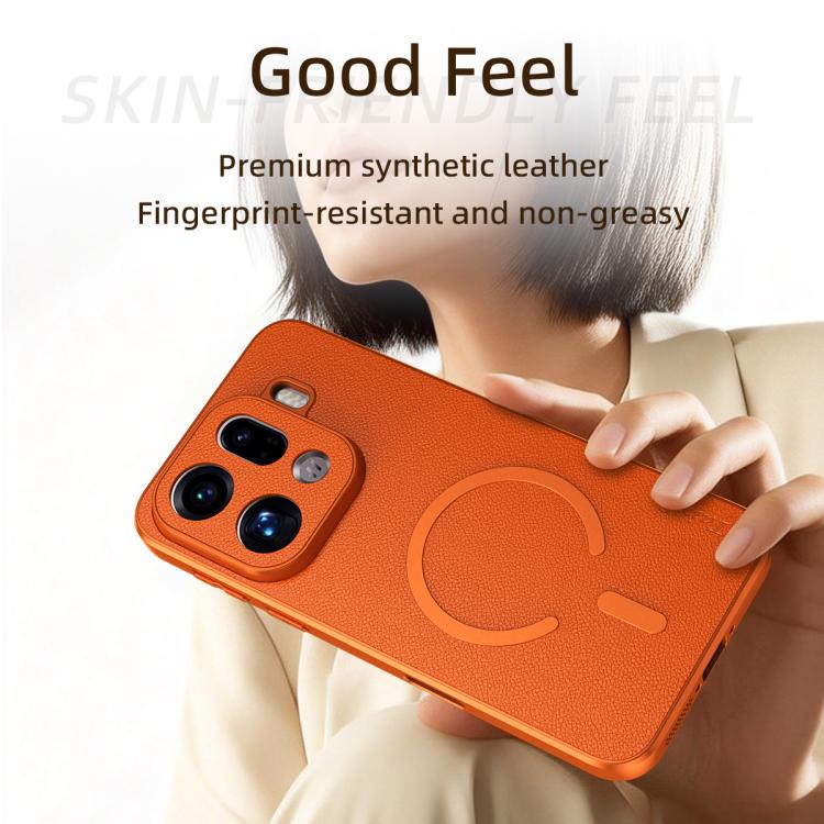 For OPPO Find X9 Pro Goatskin Vegan Leather Magnetic Phone Case(Blue) - Image 5