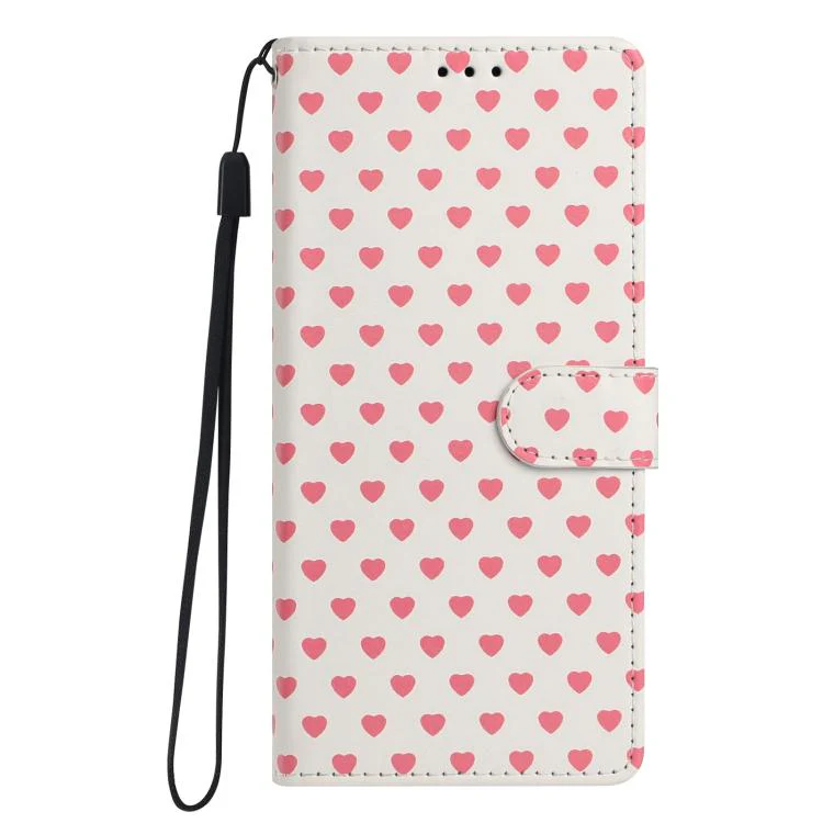 For OPPO Find X9 Pro Hearts Pattern Buckle Vegan Leather Phone Case with Strap(Beige Hearts) - Image 2