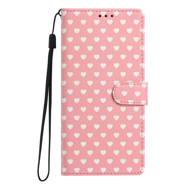 For OPPO Find X9 Pro Hearts Pattern Buckle Vegan Leather Phone Case with Strap(Pink Hearts) - Image 2