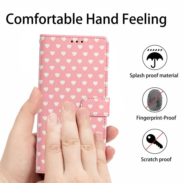 For OPPO Find X9 Pro Hearts Pattern Buckle Vegan Leather Phone Case with Strap(Pink Hearts) - Image 7