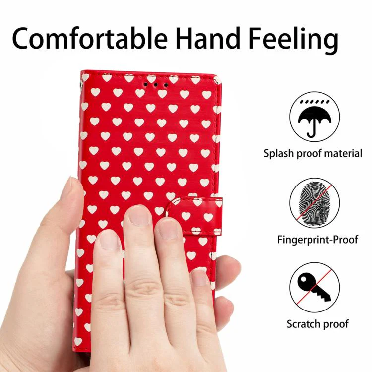 For OPPO Find X9 Pro Hearts Pattern Buckle Vegan Leather Phone Case with Strap(Red Hearts) - Image 7