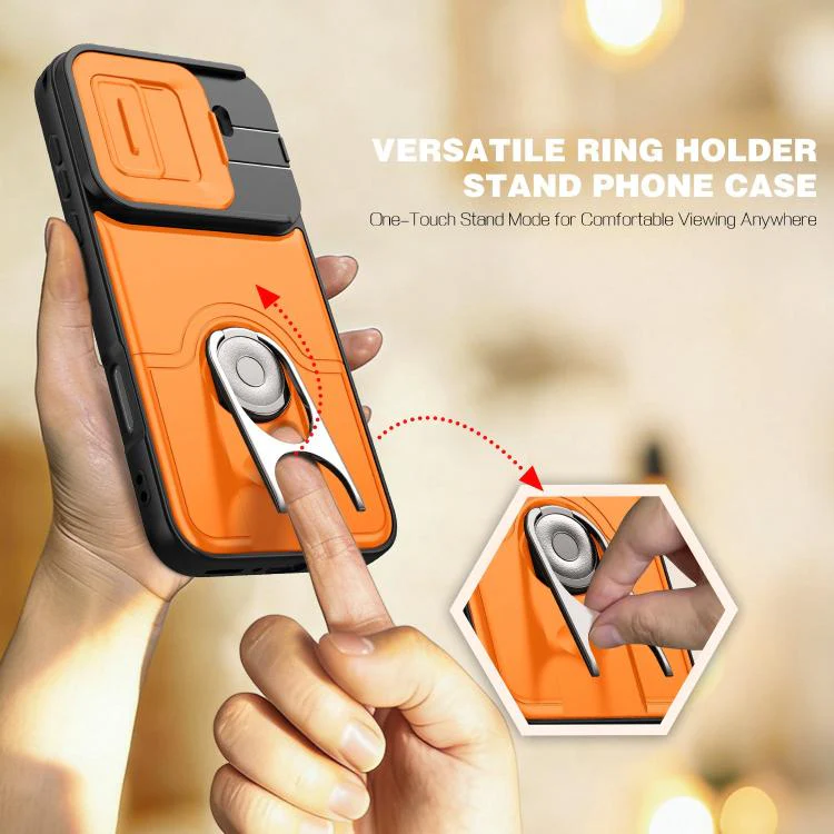 For OPPO Find X9 Pro Sliding Camera Cover 2 in 1 Rotating Holder Air Bag Shockproof Phone Case(Black) - Image 5