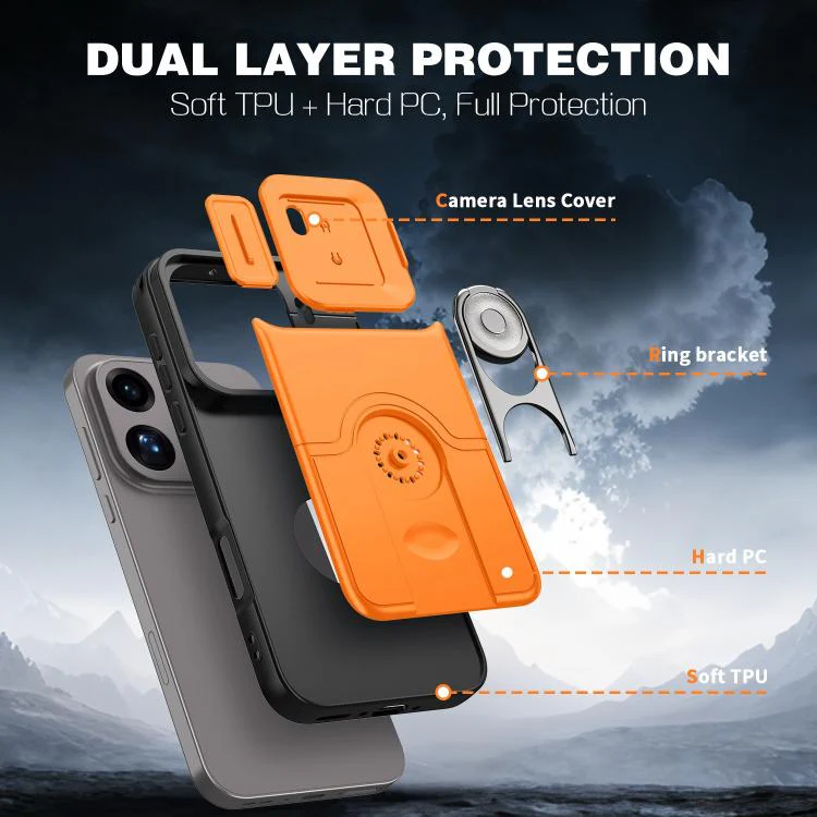 For OPPO Find X9 Pro Sliding Camera Cover 2 in 1 Rotating Holder Air Bag Shockproof Phone Case(Black) - Image 7