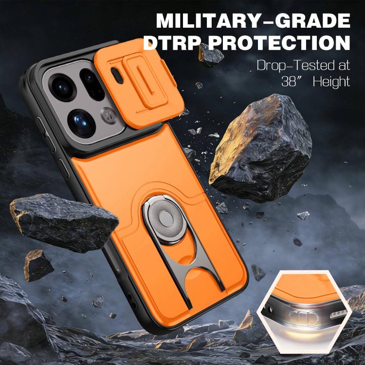 For OPPO Find X9 Pro Sliding Camera Cover 2 in 1 Rotating Holder Air Bag Shockproof Phone Case(Pink) - Image 3