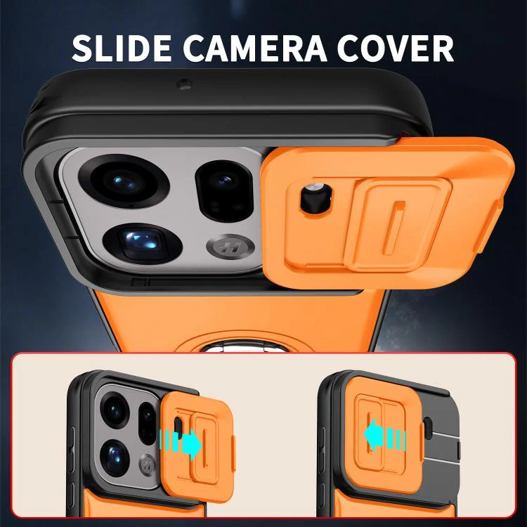 For OPPO Find X9 Pro Sliding Camera Cover 2 in 1 Rotating Holder Air Bag Shockproof Phone Case(Pink) - Image 8