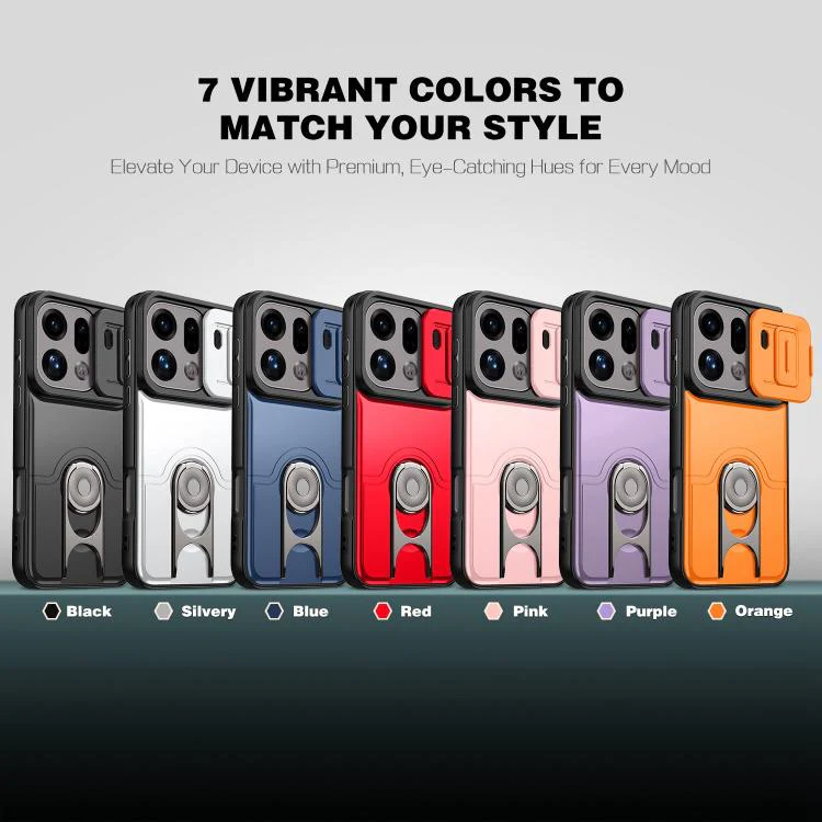 For OPPO Find X9 Pro Sliding Camera Cover 2 in 1 Rotating Holder Air Bag Shockproof Phone Case(Silvery) - Image 2