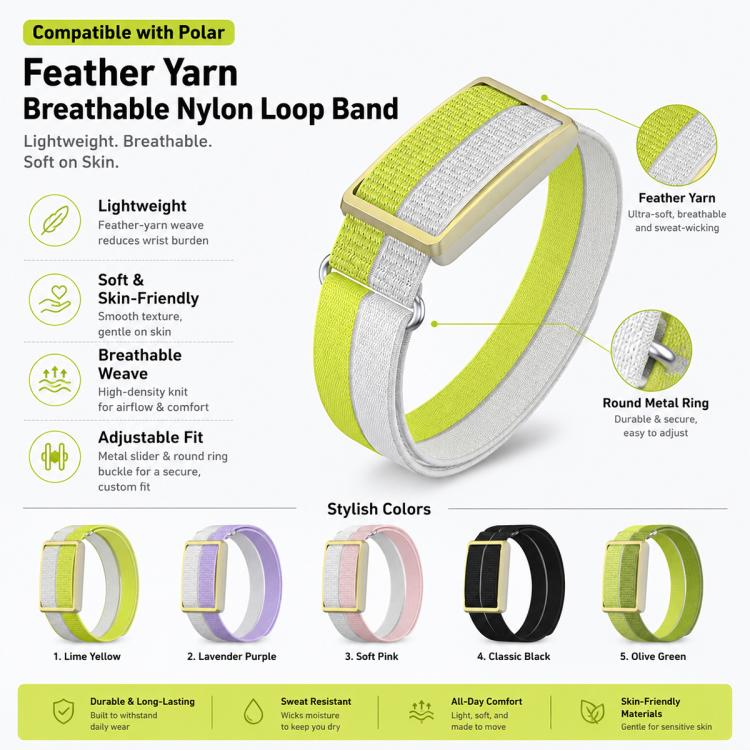 For Polar Loop xDfind Metal Round Buckle Feather Yarn Breathable Nylon Loop Watch Band, Size:L Wrist Circumference 170-235mm(Orange) - Image 4
