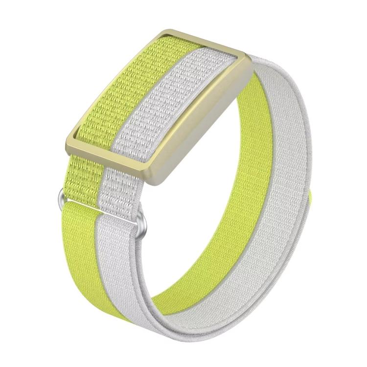 For Polar Loop xDfind Metal Round Buckle Feather Yarn Breathable Nylon Loop Watch Band, Size:L Wrist Circumference 170-235mm(Yellow)