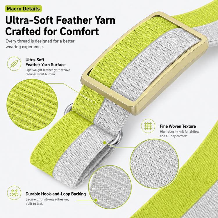For Polar Loop xDfind Metal Round Buckle Feather Yarn Breathable Nylon Loop Watch Band, Size:L Wrist Circumference 170-235mm(Yellow) - Image 7