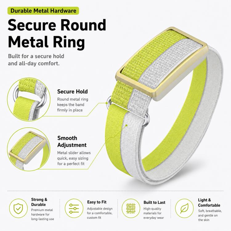 For Polar Loop xDfind Metal Round Buckle Feather Yarn Breathable Nylon Loop Watch Band, Size:S Wrist Circumference 135–170 mm(Yellow) - Image 8