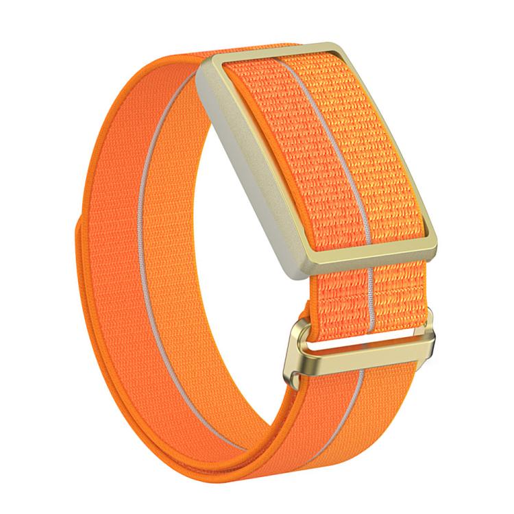 For Polar Loop xDfind Metal Square Buckle Feather Yarn Breathable Nylon Loop Watch Band, Size:L Wrist Circumference 170-235mm(Orange)