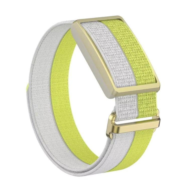 For Polar Loop xDfind Metal Square Buckle Feather Yarn Breathable Nylon Loop Watch Band, Size:L Wrist Circumference 170-235mm(Yellow)
