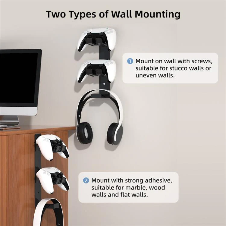For PS4 / PS5 / XBOX Game Controller Headphone Wall Mount Stand(White) - Image 5