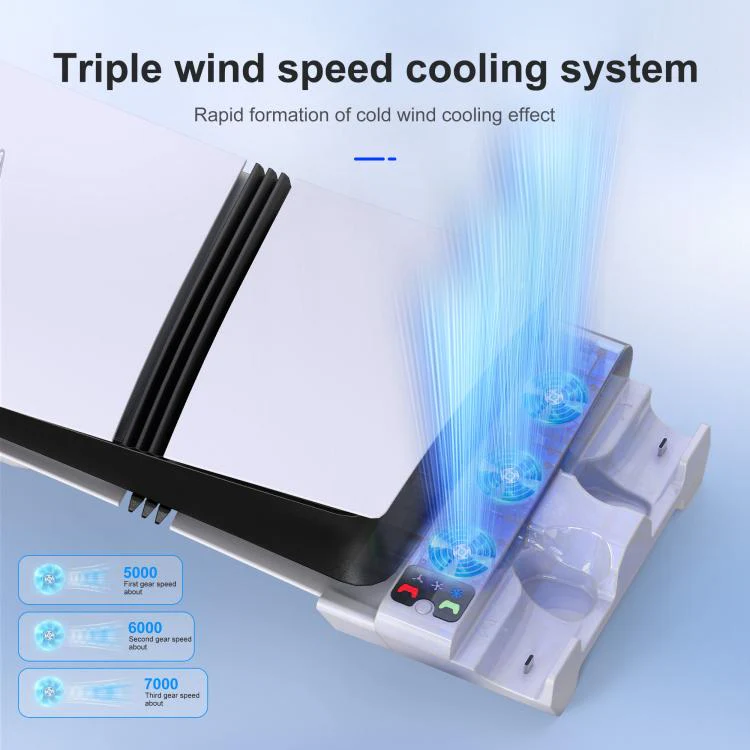 For PS5 Pro / Slim STARTRC GAMES Cooling Stand Multi-Functional Game Controller Charging Rack Horizontal Mounting Accessory - Image 5