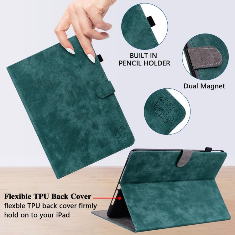 For Redmi K Pad 2 8.8 inch 2026 Embossed Tiger Pattern Leather Tablet Case(Dark Green) - Image 5