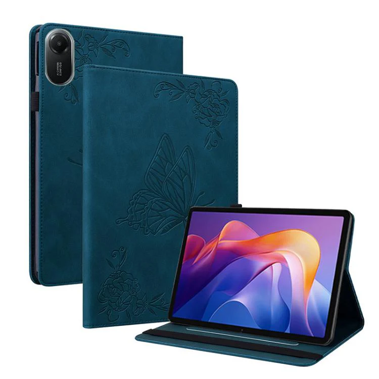 For Redmi Pad 2 / Redmi Pad SE 11 2025 Butterfly Flower Embossed Leather Tablet Case(Blue)