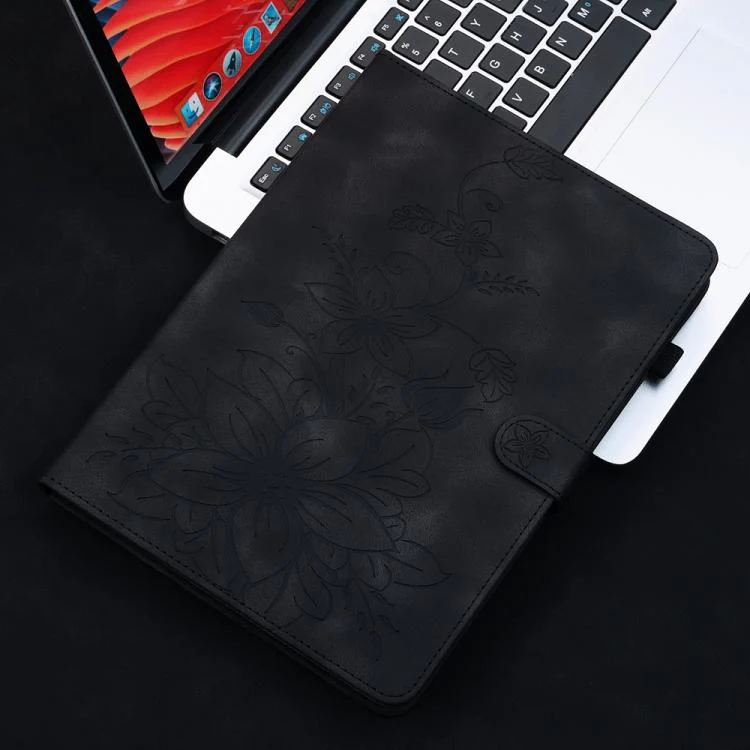 For Redmi Pad 2 / Redmi Pad SE 11 2025 Lily Embossed Leather Tablet Case(Black) - Image 2