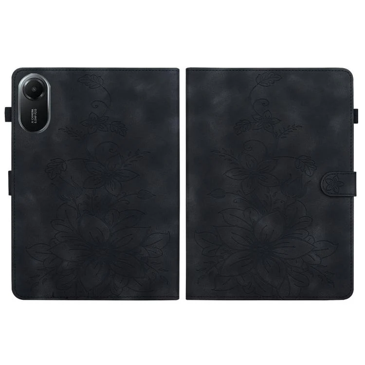 For Redmi Pad 2 / Redmi Pad SE 11 2025 Lily Embossed Leather Tablet Case(Black) - Image 3