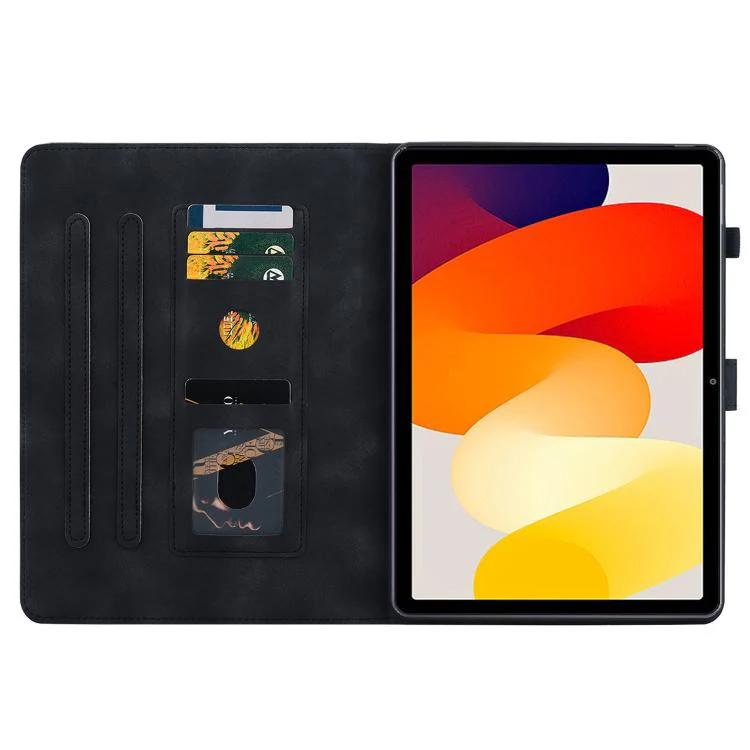 For Redmi Pad 2 / Redmi Pad SE 11 2025 Lily Embossed Leather Tablet Case(Black) - Image 4