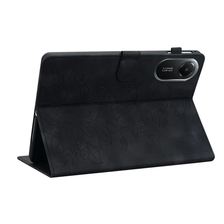 For Redmi Pad 2 / Redmi Pad SE 11 2025 Lily Embossed Leather Tablet Case(Black) - Image 6
