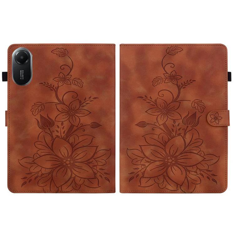 For Redmi Pad 2 / Redmi Pad SE 11 2025 Lily Embossed Leather Tablet Case(Brown) - Image 3