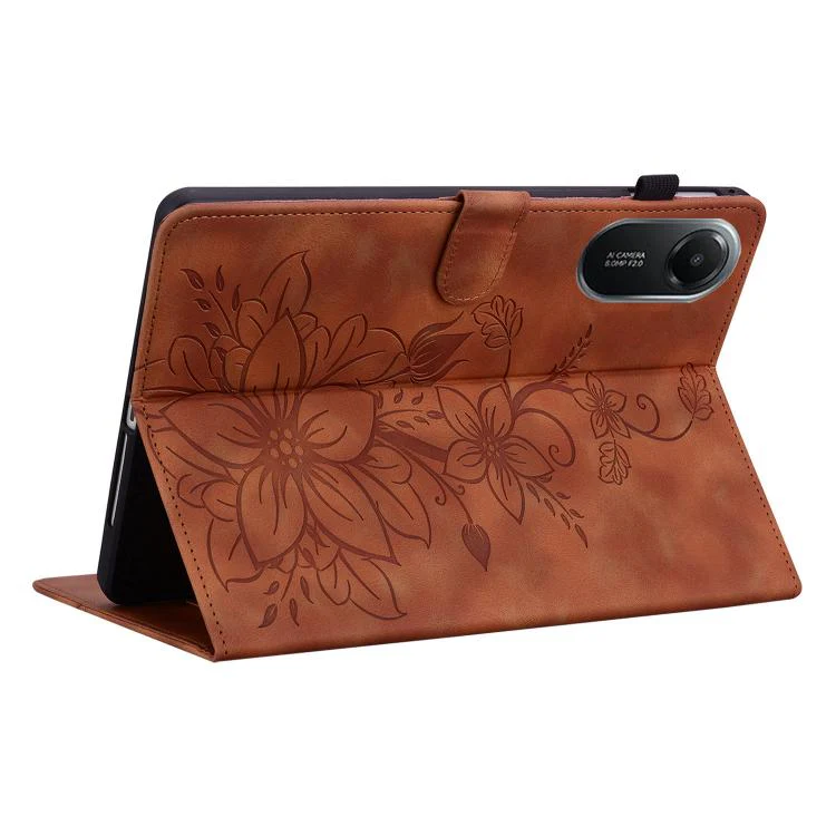For Redmi Pad 2 / Redmi Pad SE 11 2025 Lily Embossed Leather Tablet Case(Brown) - Image 6