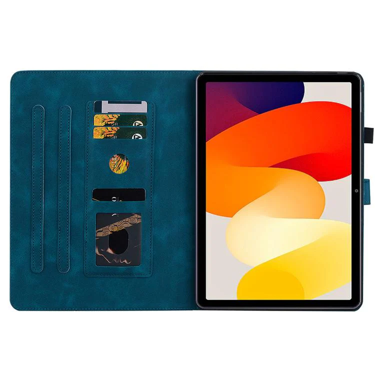 For Redmi Pad 2 / Redmi Pad SE 11 2025 Lily Embossed Leather Tablet Case(Dark Blue) - Image 4