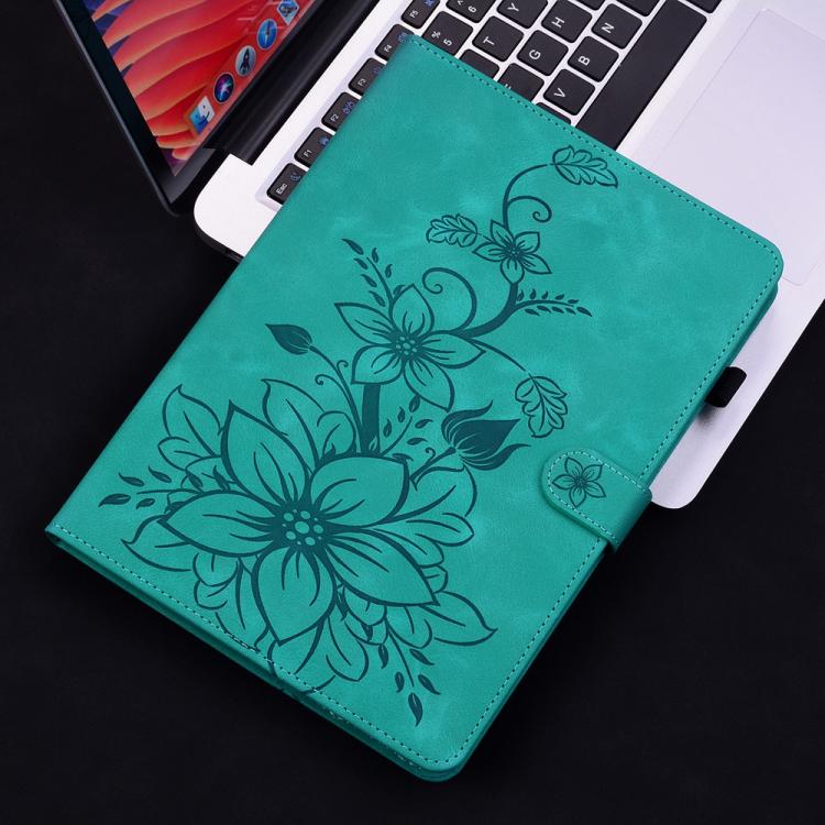 For Redmi Pad 2 / Redmi Pad SE 11 2025 Lily Embossed Leather Tablet Case(Green) - Image 2