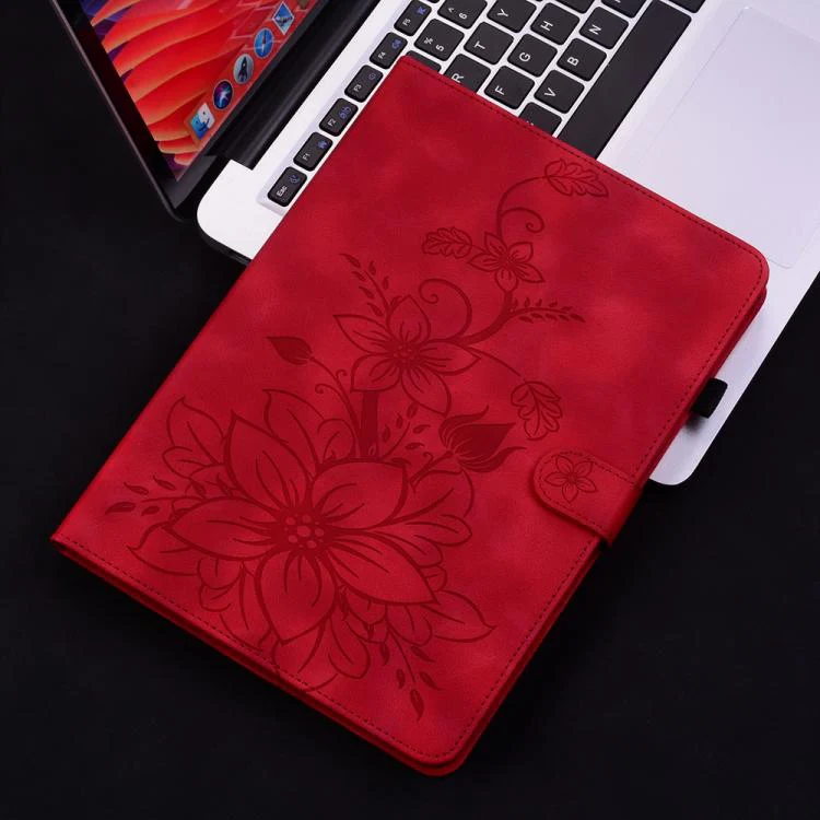 For Redmi Pad 2 / Redmi Pad SE 11 2025 Lily Embossed Leather Tablet Case(Red) - Image 2
