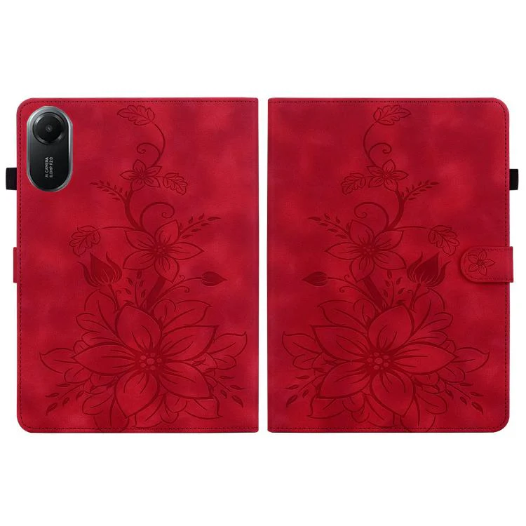 For Redmi Pad 2 / Redmi Pad SE 11 2025 Lily Embossed Leather Tablet Case(Red) - Image 3