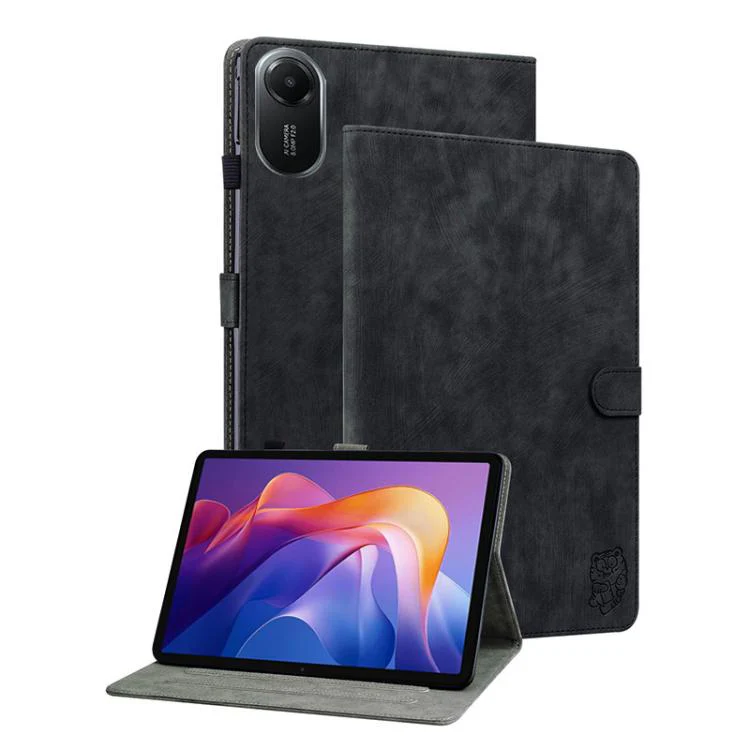 For Redmi Pad 2 / Redmi Pad SE 11 2025 Tiger Pattern Flip Leather Tablet Case(Black)