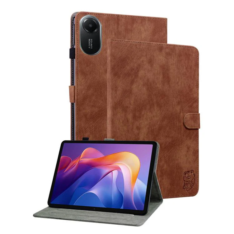 For Redmi Pad 2 / Redmi Pad SE 11 2025 Tiger Pattern Flip Leather Tablet Case(Brown)