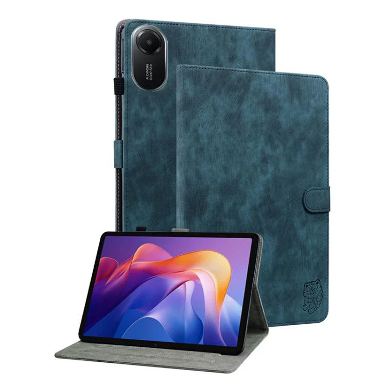 For Redmi Pad 2 / Redmi Pad SE 11 2025 Tiger Pattern Flip Leather Tablet Case(Dark Blue)