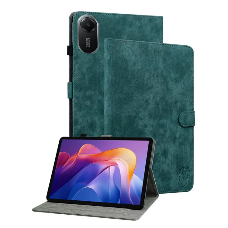 For Redmi Pad 2 / Redmi Pad SE 11 2025 Tiger Pattern Flip Leather Tablet Case(Dark Green)