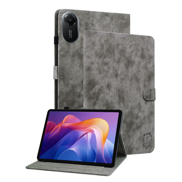 For Redmi Pad 2 / Redmi Pad SE 11 2025 Tiger Pattern Flip Leather Tablet Case(Grey)