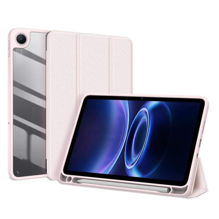 For Redmi Pad 2 SE 9.7 inch 2026 DUX DUCIS TOBY Series Antiskid Leather Tablet Case with Sleep / Wake-up Function(Pink)