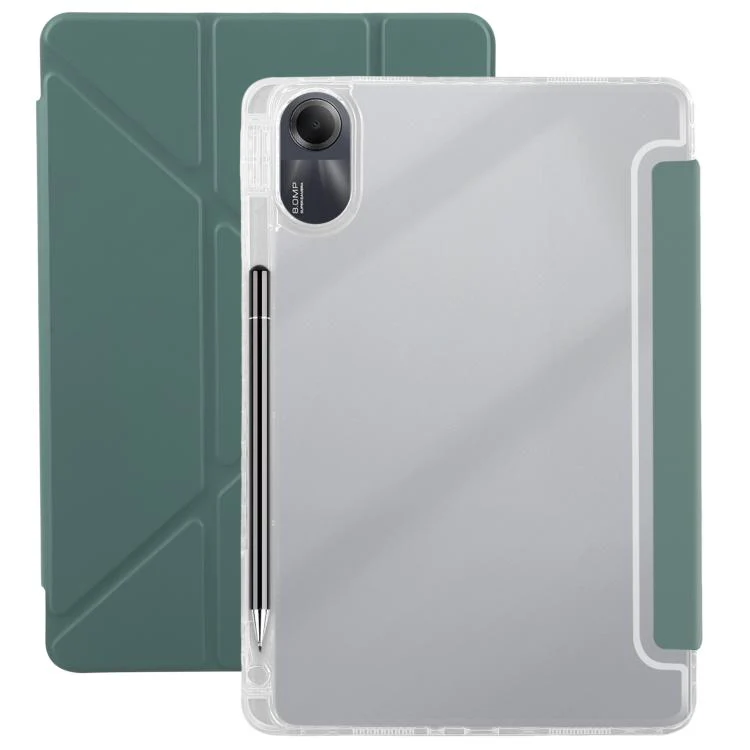 For Redmi Pad SE 11 2025 / Pad 2 Clear Acrylic Deformation Leather Tablet Case(Dark Green)