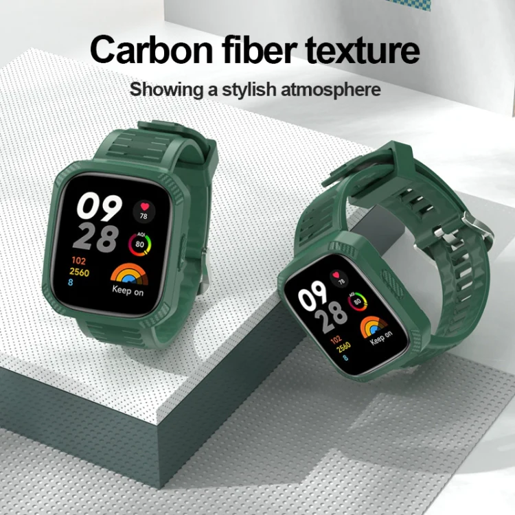 For Redmi Watch 3 Carbon Fiber Texture Integrated Silicone Watch Band(Dark Grey) - Image 5
