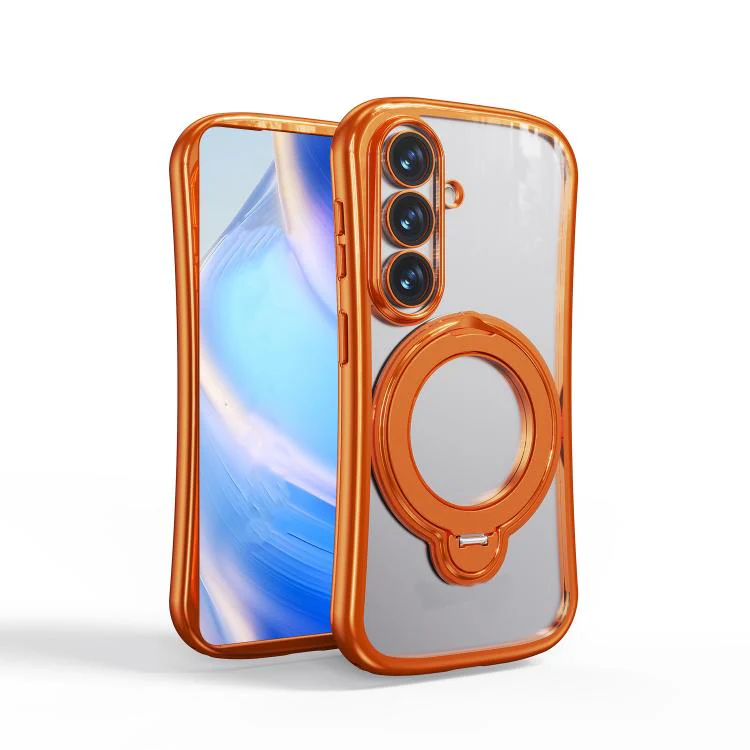 For Samsung Galaxy S26 5G 360 Degree Rotation Holder Magnetic Electroplated Phone Case(Orange)
