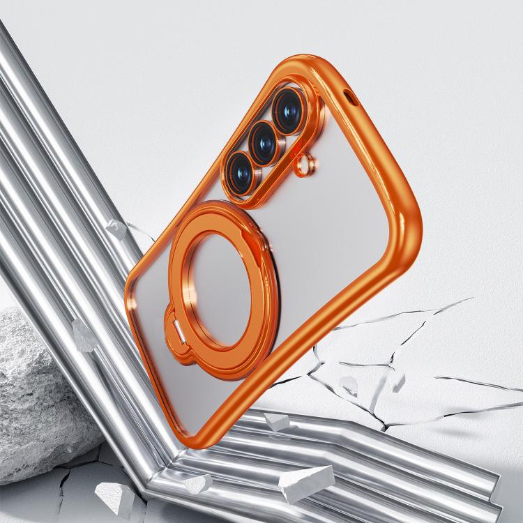 For Samsung Galaxy S26 5G 360 Degree Rotation Holder Magnetic Electroplated Phone Case(Orange) - Image 3