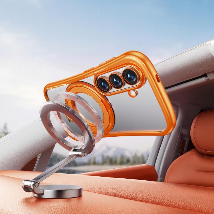For Samsung Galaxy S26 5G 360 Degree Rotation Holder Magnetic Electroplated Phone Case(Orange) - Image 4