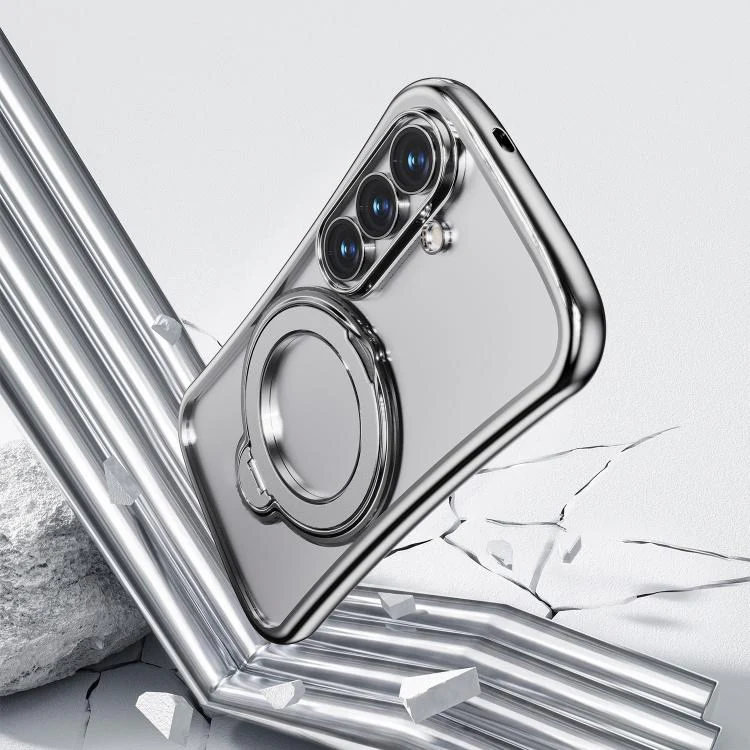 For Samsung Galaxy S26+ 5G 360 Degree Rotation Holder Magnetic Electroplated Phone Case(Silver) - Image 3