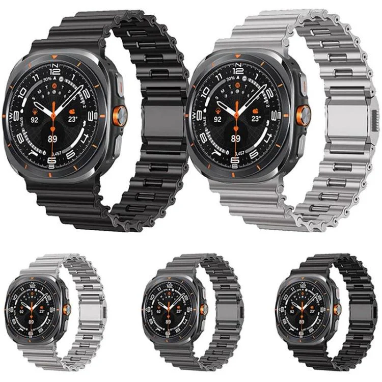 For Samsung Galaxy Watch Ultra 2025 / Ultra 47mm Ocean Wave Texture Magnetic Clasp Stainless Steel Watch Band(Black) - Image 2